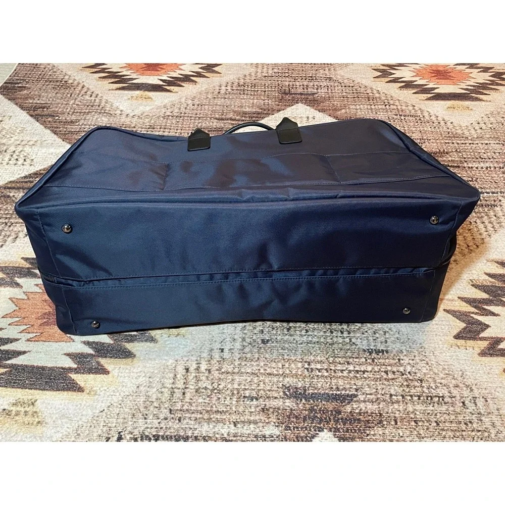 July Carry Me Weekender Bag Navy Blue Nylon Leather Travel Duffel Bag Carry-On